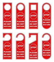 door hanger do not disturb handle knob tags hotel room sign labels card prohibition restrict area vector