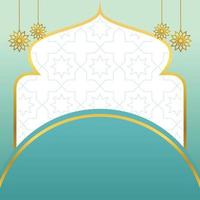 islamic sale poster template with free space for text and image. It has golden color mandala and dome ornament. Design for banners, greeting cards, social media and web. vector