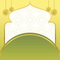 islamic sale poster template with free space for text and image. It has golden color mandala and dome ornament. Design for banners, greeting cards, social media and web. vector