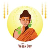 Happy vesak day or buddha purnima card background vector
