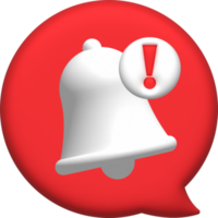 illustration 3D . Message button with notification bell. png