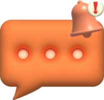 Unread message notification bell illustration 3D png