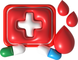 illustration 3D. Medicine box. Medical aid bag. png
