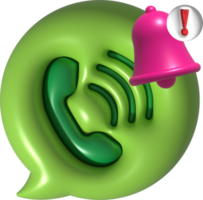 ilustración 3d , teléfono símbolo con llamada notificación campana png