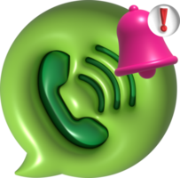 illustration 3d , telefon symbol med ring upp underrättelse klocka png