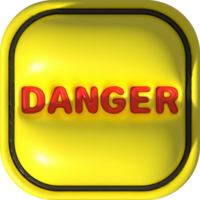 illustration 3D . The signboard contains the text Danger. png