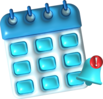 3d illustration kalender underrättelse på de planerad datum png