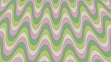 Groovy psychedelic wavy background in 70s style. Funky hippie backdrop for surface design. Abstract retro line art. Trendy vector illustration with colorful waves. Beige, pink and green pastel color