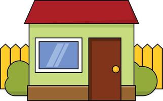 Vector Image Of A Small House With A Fence