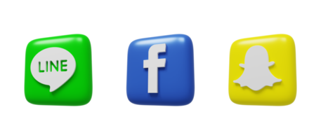 sociaal media pictogrammen logos 3d veroorzaken. facebook, snapchat, lijn png