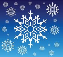 Snowflakes, snowflake, dark blue gradation and white snow, cold weather with snow, snowflake vector illustration, snow icon and sign suitable for social media posts and winter and new year posts