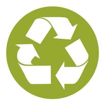 The universal recycling symbol. International symbol used on packaging to remind people to dispose of it in a bin instead of littering. Icon isolated on white background. Vector illustration.