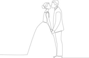 A couple holding hands while looking at each other vector