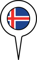Islande drapeau carte aiguille icône. png