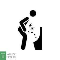 Urine pain flat icon. Simple solid style. Painful urination, urinary tract infection concept. Black silhouette, glyph symbol. Vector illustration isolated on white background. EPS 10.