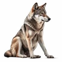 wolf sitting image isolated on white background photo