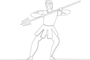 A warrior using a spear vector