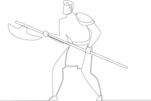 A warrior using ancient clothes and weapons vector