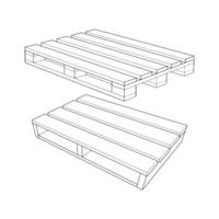 conjunto de de madera paleta vector ilustración en blanco antecedentes . aislado isométrica contorno madera envase. isométrica vector contorno de madera paleta.