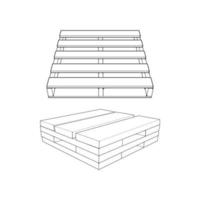 Set of wooden pallet vector illustration on white background . Isolated isometric outline wood container. Isometric vector outline wooden pallet.