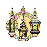 Arabic lantern illustration, lantern icon vector, lantern outline, colorful lantern, Ramadan lantern vector