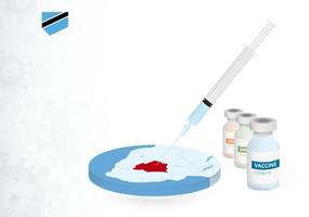 Vaccination in Botswana with different type of COVID-19 vaccine. Concept with the vaccine injection in the map of Botswana. vector