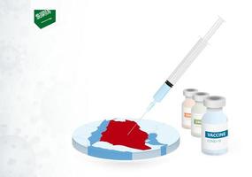 Vaccination in Saudi Arabia with different type of COVID-19 vaccine. Concept with the vaccine injection in the map of Saudi Arabia. vector