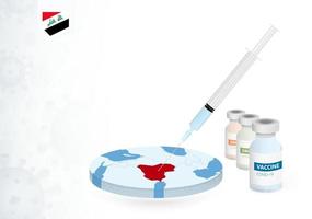 Vaccination in Iraq with different type of COVID-19 vaccine. Concept with the vaccine injection in the map of Iraq. vector