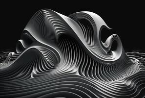 Black abstract smooth waves background. photo