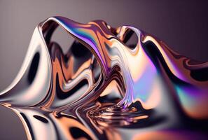 Holographic liquid metallic waves abstract background. photo