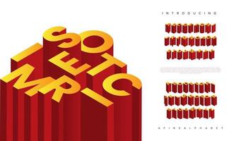 Simple isometric font display typeface. Typography a to z minimal design. vector illustration of word