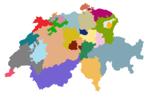 Switzerland map in multicolor color, political map png