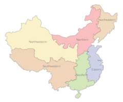 Kina Karta med hög detalj, politisk asiatisk Karta. Flerfärgad Karta uppsättning png