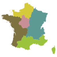 France map with high detail and multicolor administrations regions png