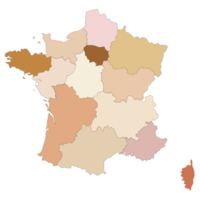 France map with high detail and multicolor administrations regions png