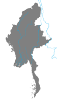 Myanmar carta geografica impostato con fiume colorato carta geografica su trasparente sfondo png