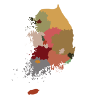 South Korea Map multicolor administrative regions png