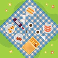 Top View Picnic Flat Illustration vector