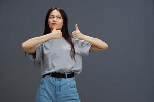 Asian woman with long hair photo