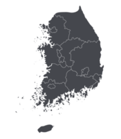 Süd Korea Karte grau Farbe administrative Regionen png