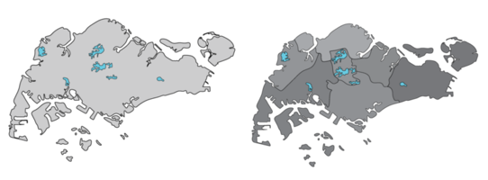 Singapore carta geografica impostato grigio-nero colore png