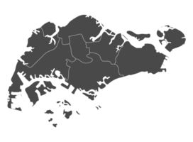 Singapur mapa con seis regiones png