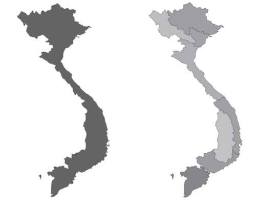 Vietnam Map Outline PNGs For Free Download Vietnam Map Set With Eight Regions Grey Color And Outline Png