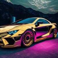 image of Gold color beautiful modern car photo