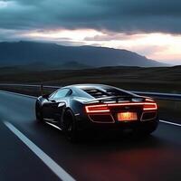 A modern super car on the road photo