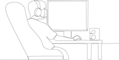 A man playing online games vector