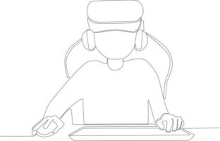 A boy playing online games on the internet vector