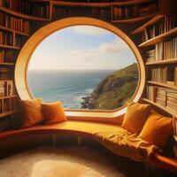 Completely circular window curved shelves photo