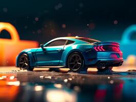 image of Toy car product photography dynamic bright background photo