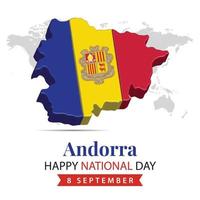 Andorra National Day, 3d rendering Andorra National Day illustration with 3d map and flag colors theme vector